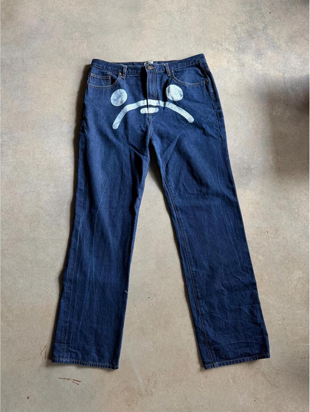 VTG Bape Bathing Ape Sad Face Jeans Sz 36x34